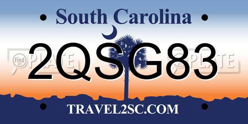 2QSG83 South Carolina License Plate
