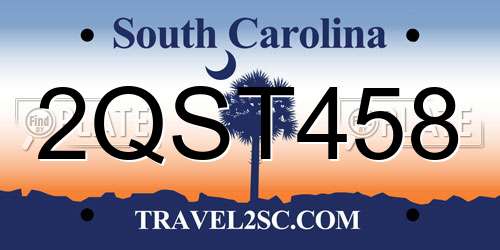 2QST458 South Carolina License Plate