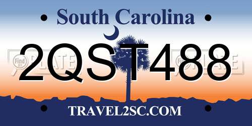 2QST488 South Carolina License Plate
