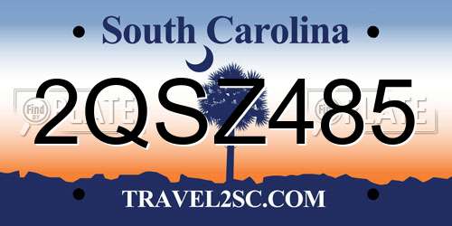 2QSZ485 South Carolina License Plate