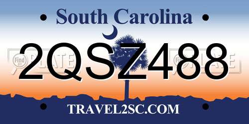 2QSZ488 South Carolina License Plate