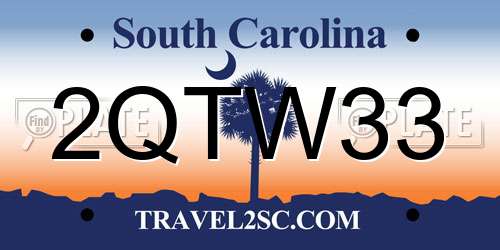 2QTW33 South Carolina License Plate