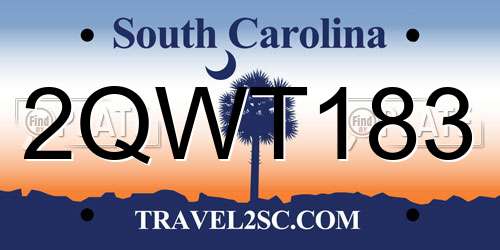 2QWT183 South Carolina License Plate