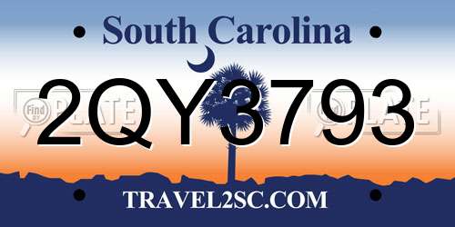 2QY3793 South Carolina License Plate