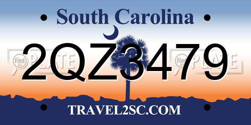 2QZ3479 South Carolina License Plate
