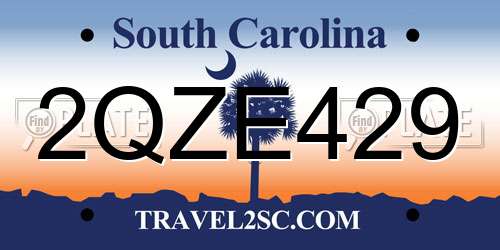 2QZE429 South Carolina License Plate