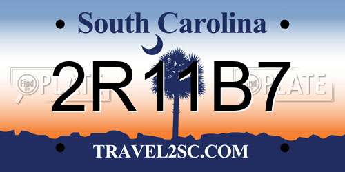 2R11B7 South Carolina License Plate