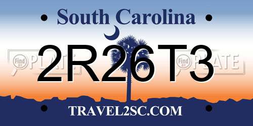 2R26T3 South Carolina License Plate