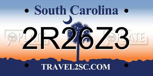 2R26Z3 South Carolina License Plate