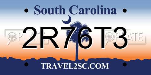 2R76T3 South Carolina License Plate