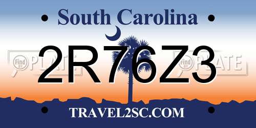 2R76Z3 South Carolina License Plate