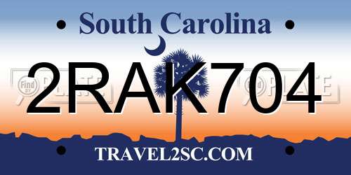 2RAK704 South Carolina License Plate