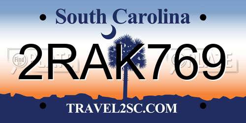 2RAK769 South Carolina License Plate