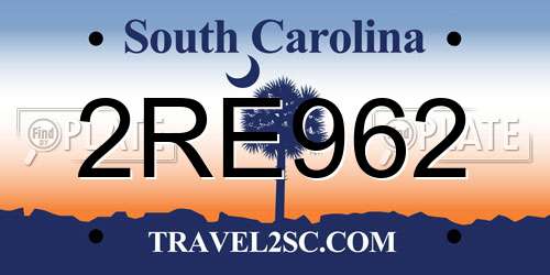 2RE962 South Carolina License Plate