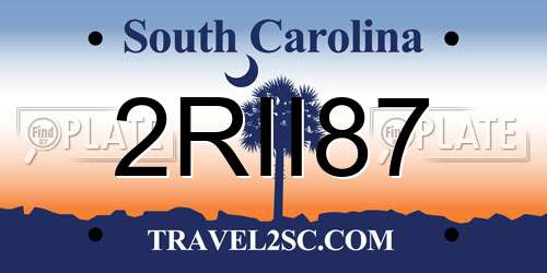 2RII87 South Carolina License Plate