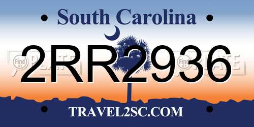 2RR2936 South Carolina License Plate