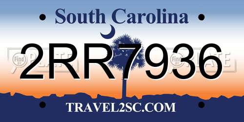 2RR7936 South Carolina License Plate