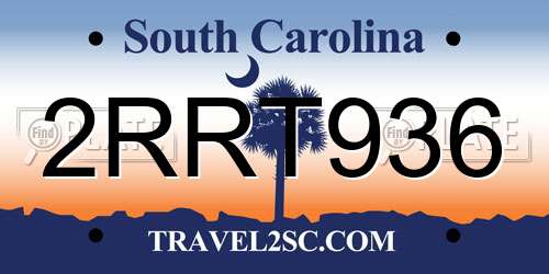 2RRT936 South Carolina License Plate