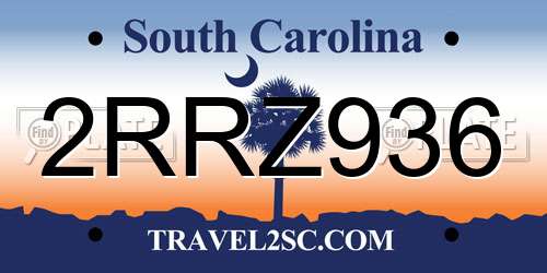 2RRZ936 South Carolina License Plate