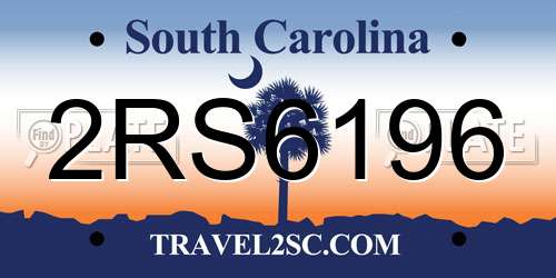 2RS6196 South Carolina License Plate