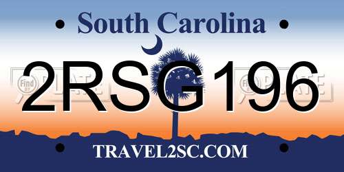 2RSG196 South Carolina License Plate