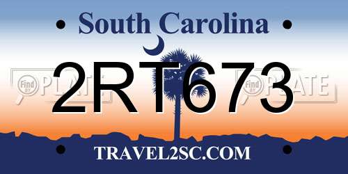 2RT673 South Carolina License Plate