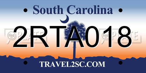 2RTA018 South Carolina License Plate