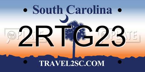 2RTG23 South Carolina License Plate