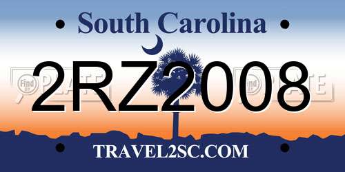 2RZ2008 South Carolina License Plate
