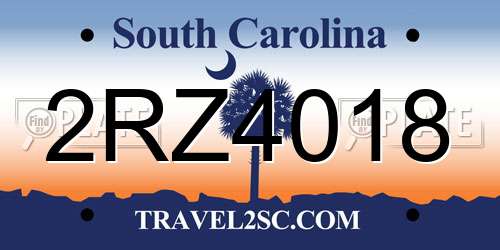 2RZ4018 South Carolina License Plate