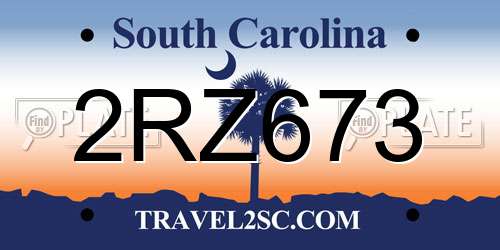 2RZ673 South Carolina License Plate