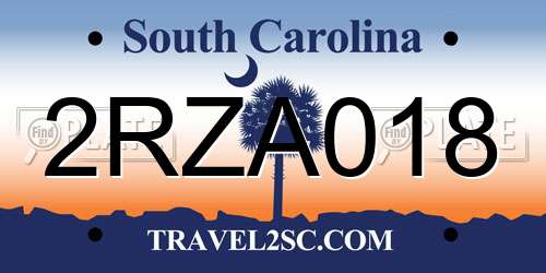 2RZA018 South Carolina License Plate