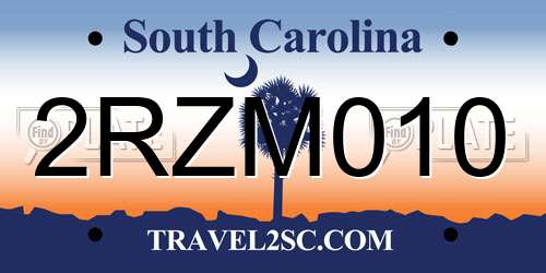 2RZM010 South Carolina License Plate