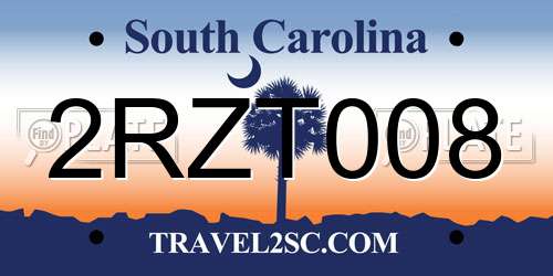 2RZT008 South Carolina License Plate