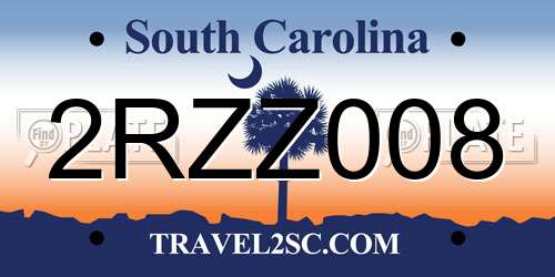 2RZZ008 South Carolina License Plate