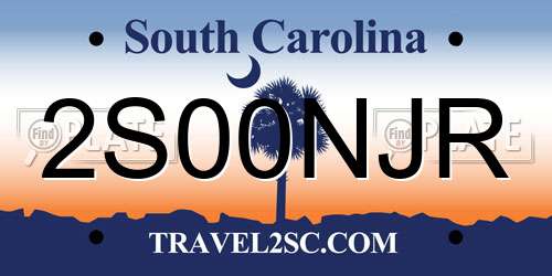 2S00NJR South Carolina License Plate