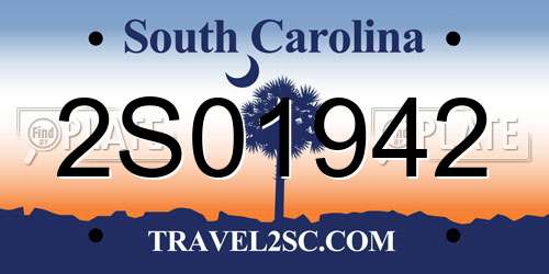 2S01942 South Carolina License Plate