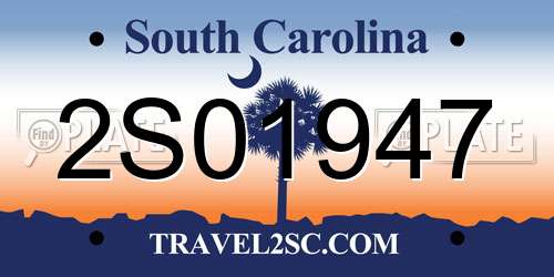 2S01947 South Carolina License Plate
