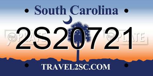 2S20721 South Carolina License Plate