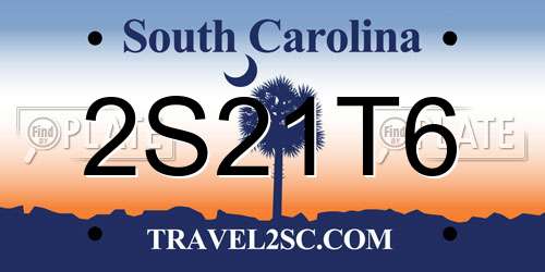 2S21T6 South Carolina License Plate