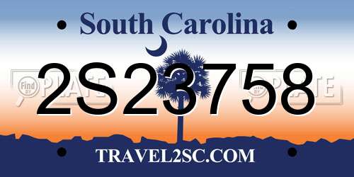 2S23758 South Carolina License Plate