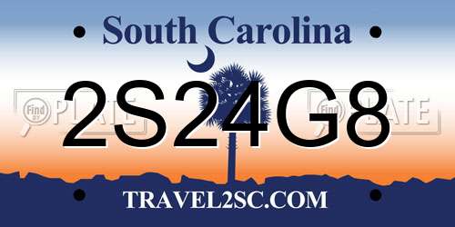 2S24G8 South Carolina License Plate