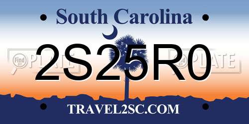 2S25R0 South Carolina License Plate