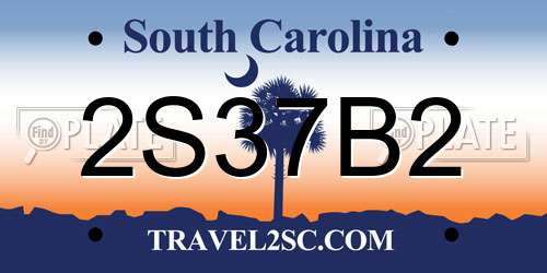2S37B2 South Carolina License Plate