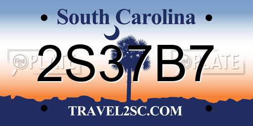 2S37B7 South Carolina License Plate