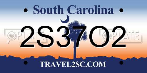 2S37O2 South Carolina License Plate