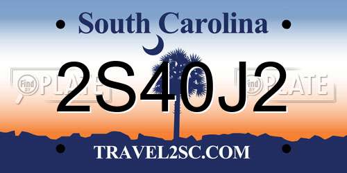 2S40J2 South Carolina License Plate