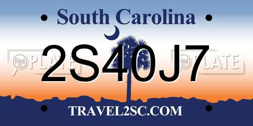 2S40J7 South Carolina License Plate