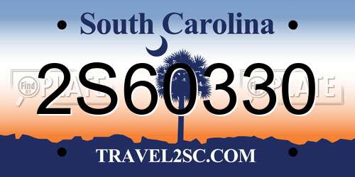 2S60330 South Carolina License Plate
