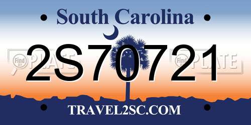 2S70721 South Carolina License Plate